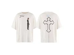Spot ST447 cement white P124 SAINT Mxxxxxx 2PC TEE 2PAC 25SS new old damaged short-sleeved T-shirt size S-M-L-XL